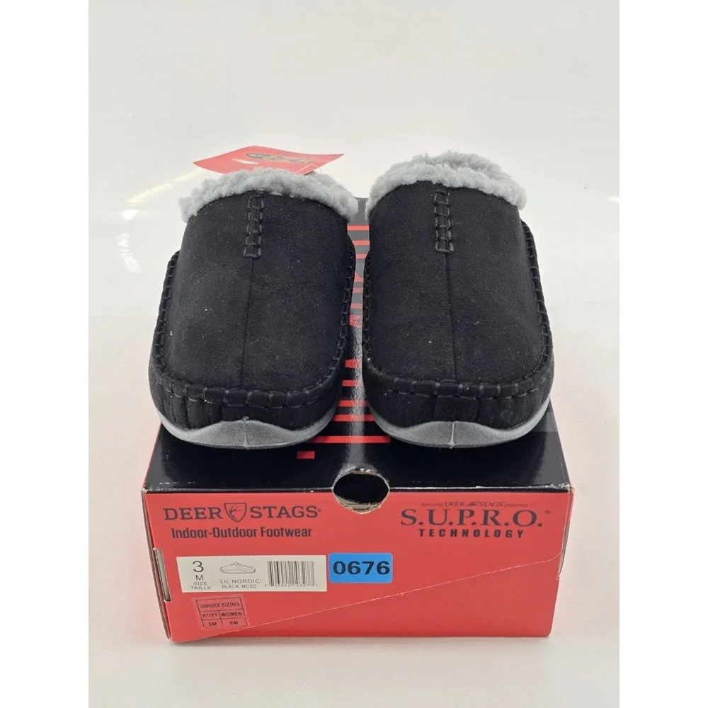 NIB Deer Stags Lil Nordic Slipper - Size 3M‎ Unisex Big Kid - Color Black